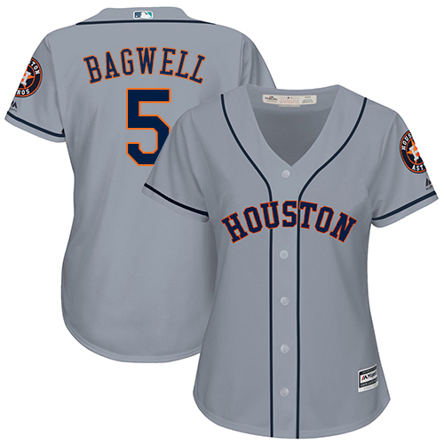 Astros #5 Jeff Bagwell Grey Road Women's Stitched MLB Jersey - Click Image to Close